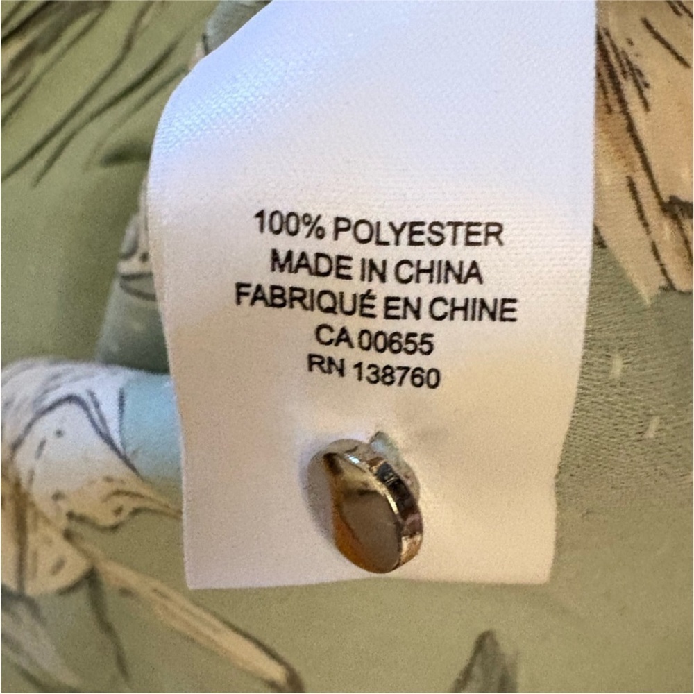 RW&CO. Sage Green Floral Print Blouse Pleated Ballon Sleeves Size Small - Picture 12 of 13